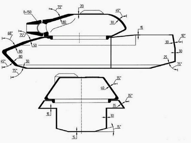 AMX-30B主战坦克装甲结构示意图 AMX-30B主战坦克装甲结构示意图