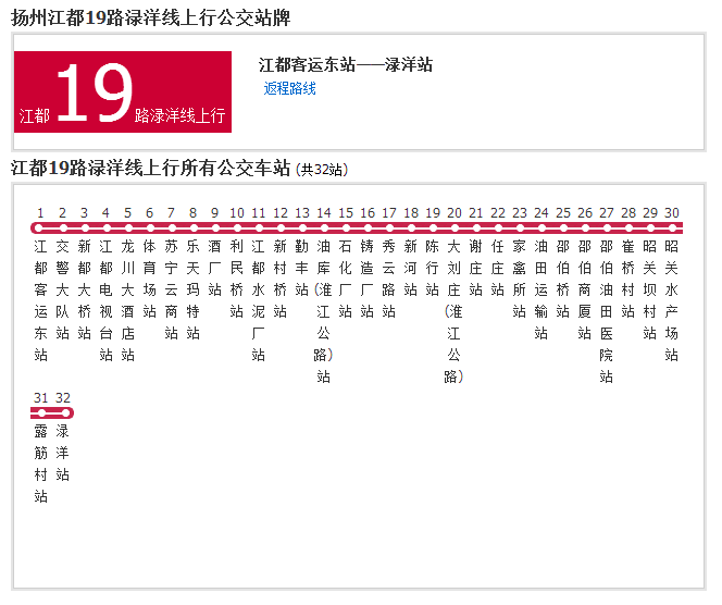扬州公交江都19路渌洋线 扬州公交江都19路渌洋线