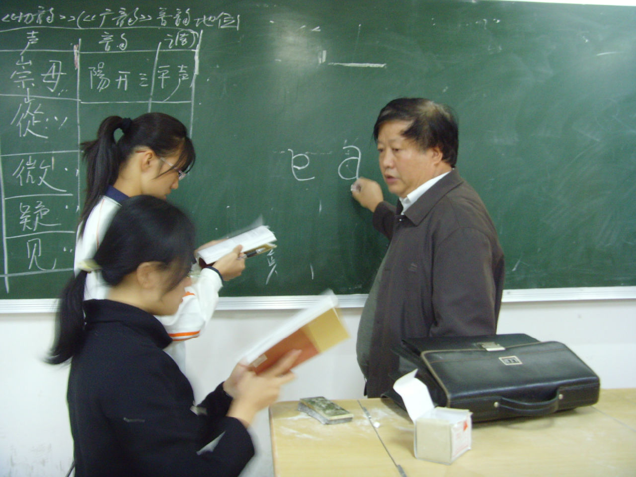 周祖庠教授在给漳州师範学生讲解音韵学 周祖庠教授在给漳州师範学生讲解音韵学