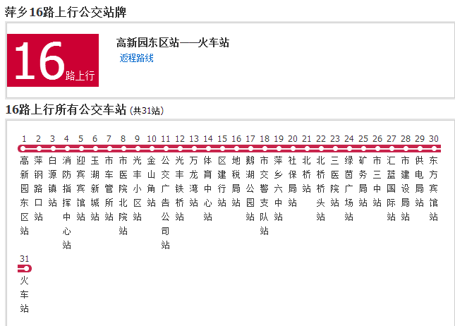 萍乡公交16路 萍乡公交16路