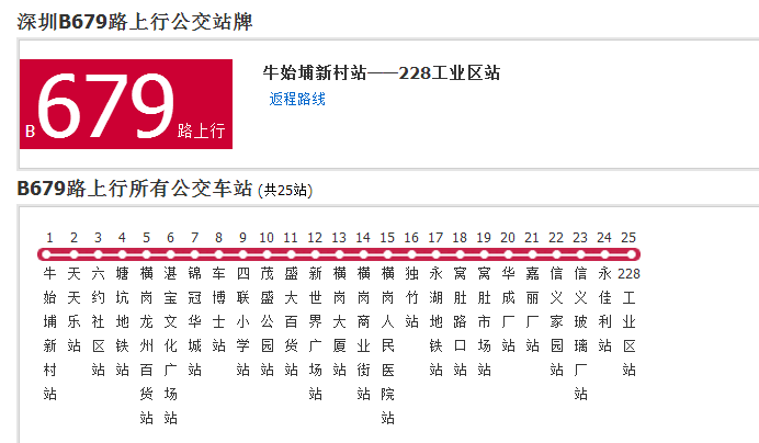 深圳公交B679路 深圳公交B679路