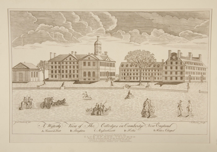1767年 保罗·列维尔 笔下的哈佛学院。 1767年 保罗·列维尔 笔下的哈佛学院。