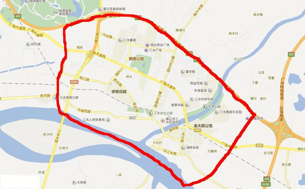 三水区黄标车、货车限行区域 三水区黄标车、货车限行区域
