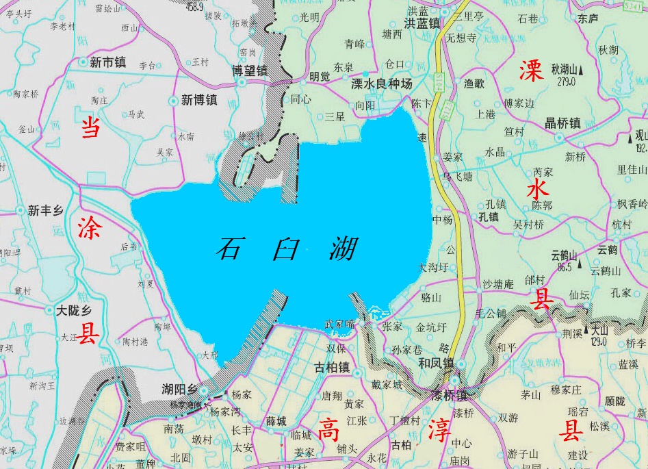 石臼湖的位置及境域示意图 石臼湖的位置及境域示意图