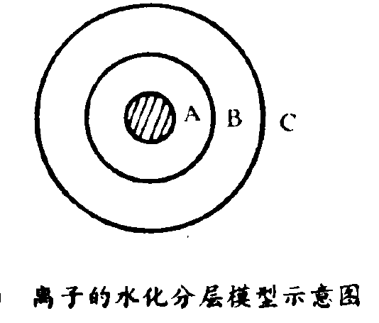 离于的水化分层模型示意图 离于的水化分层模型示意图
