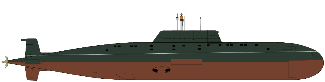 计画研製的945АБ(Марс)型侧视图 计画研製的945АБ(Марс)型侧视图