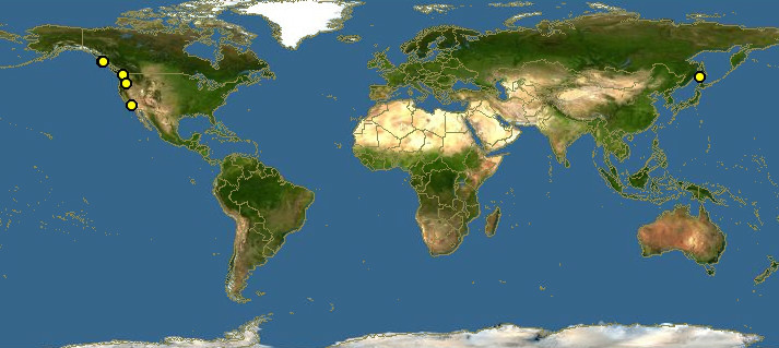 太平洋潜泥蛤分布图 太平洋潜泥蛤分布图