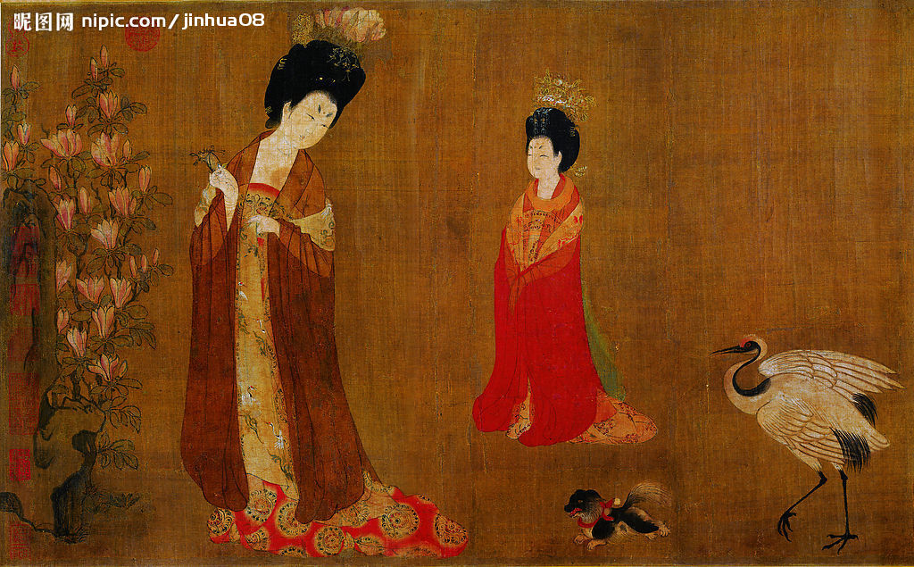 唐 周昉《簪花仕女图》 唐 周昉《簪花仕女图》
