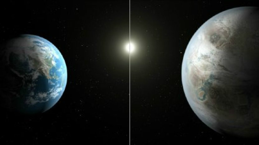 Kepler-452和地球的对比图 Kepler-452和地球的对比图