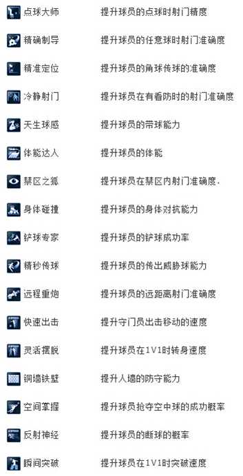 技能介绍表 技能介绍表