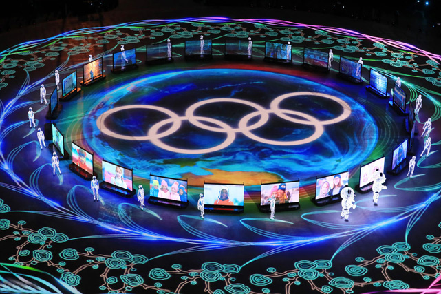 图为平昌冬奥会闭幕式上的“北京八分钟”表演。 图为平昌冬奥会闭幕式上的“北京八分钟”表演。