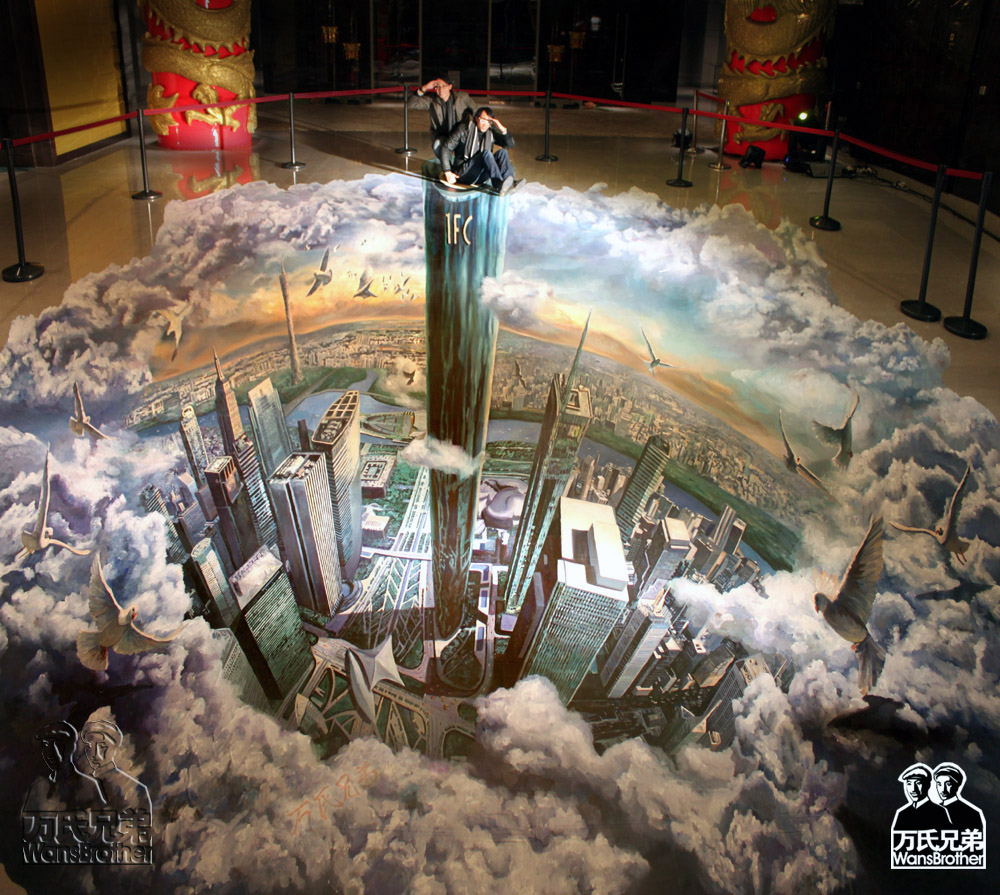 西塔上展示的地画《西塔狂想曲》 西塔上展示的地画《西塔狂想曲》
