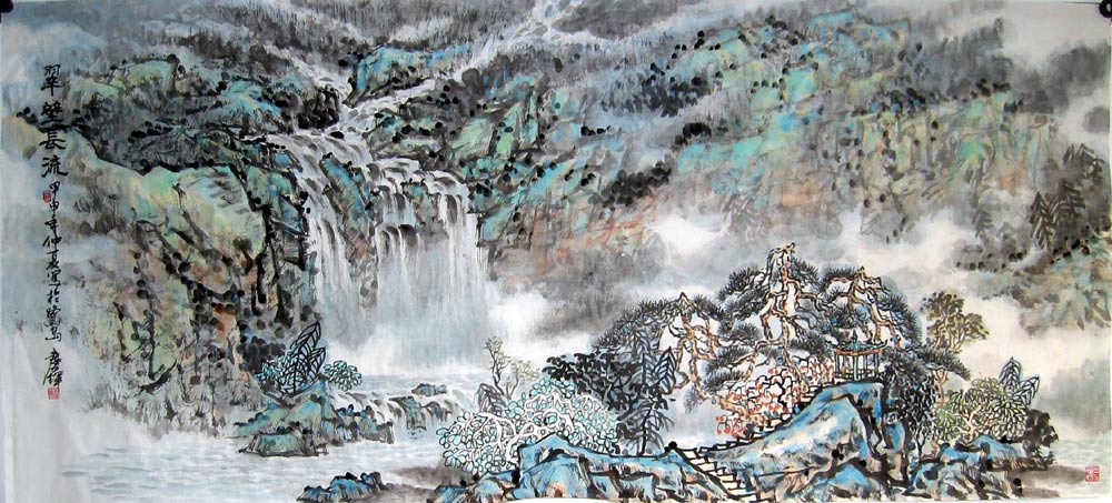 岱仙瀑布山水画 岱仙瀑布山水画