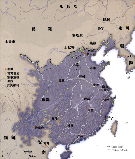 明神宗万曆年间的明朝疆域图 明神宗万曆年间的明朝疆域图
