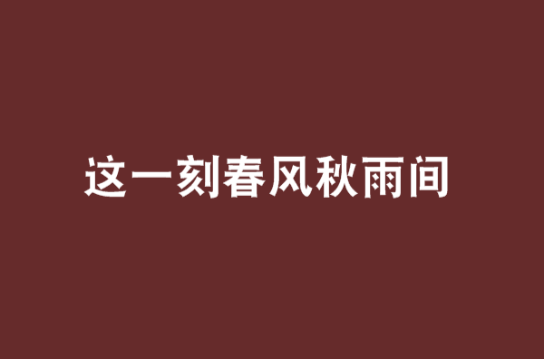 这一刻春风秋雨间