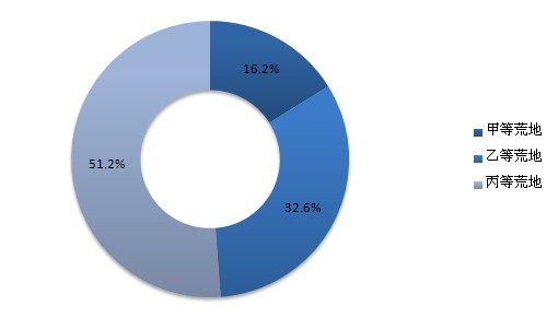 中国可利用荒地中各等级土地所占百分比 中国可利用荒地中各等级土地所占百分比