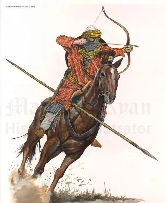在高速宾士中射箭的阿拉伯骑兵 在高速宾士中射箭的阿拉伯骑兵