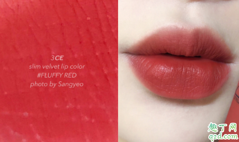 3ce烟管口红FLUFFY RED什么颜色 3ce红丝绒FLUFFY RED口红试色4