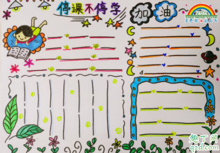 疫情停课不停学手抄报图片 2020关于停课不停学手抄报内容5