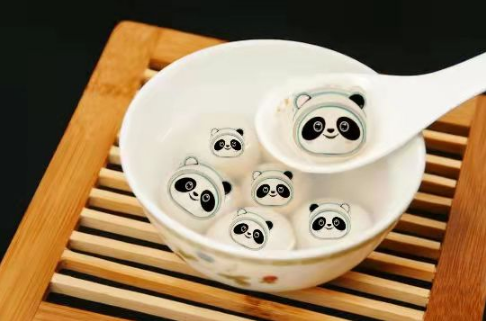 汤圆怎么p成冰墩墩的样子1